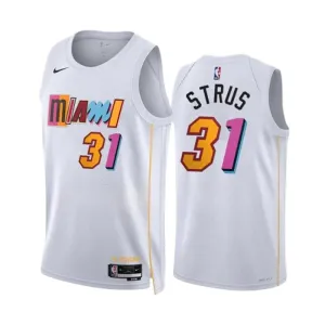 Camiseta Miami Heat Max Strus 31 City Edition 2022-23 Blanco Swingman para Hombre