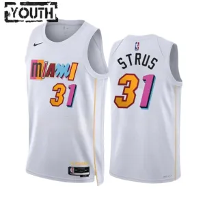 Camiseta Miami Heat Max Strus 31 City Edition 2022-23 Blanco Swingman para Niño