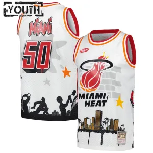 Camiseta Miami Heat Mitchell Ness x Tats Cru Edition Hardwood Classics 2023-24 Blanco Swingman para Niño