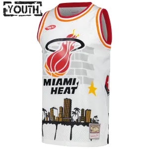 Camiseta Miami Heat Mitchell Ness x Tats Cru Edition Hardwood Classics 2023-24 Blanco Swingman para Niño