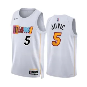Camiseta Miami Heat Nikola Jovic 5 City Edition 2022-23 Blanco Swingman para Hombre