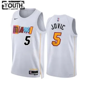 Camiseta Miami Heat Nikola Jovic 5 City Edition 2022-23 Blanco Swingman para Niño