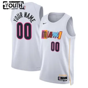 Camiseta Miami Heat Personalizada City Edition 2022-23 Blanco Swingman para Niño