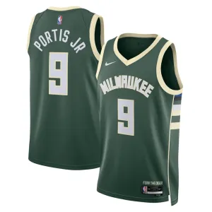 Camiseta Milwaukee Bucks Bobby Portis JR 9 Icon Edition Verde Swingman para Hombre