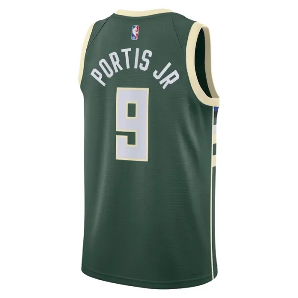 Camiseta Milwaukee Bucks Bobby Portis JR 9 Icon Edition Verde Swingman para Hombre
