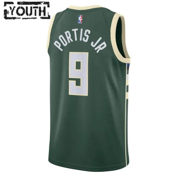 Camiseta Milwaukee Bucks Bobby Portis JR 9 Icon Edition Verde Swingman para Niño