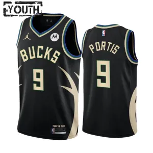Camiseta Milwaukee Bucks Bobby Portis JR 9 Statement Edition Negro Swingman para Niño