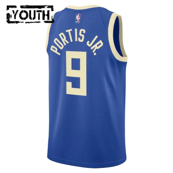 Camiseta Milwaukee Bucks Bobby Portis JR City Edition 2024-25 Azul Swingman para Niño