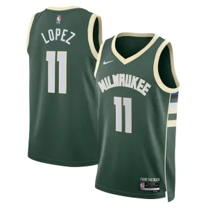 Camiseta Milwaukee Bucks Brook Lopez 11 Icon Edition Verde Swingman para Hombre