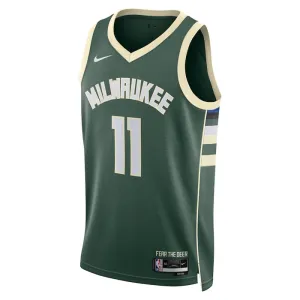 Camiseta Milwaukee Bucks Brook Lopez 11 Icon Edition Verde Swingman para Hombre