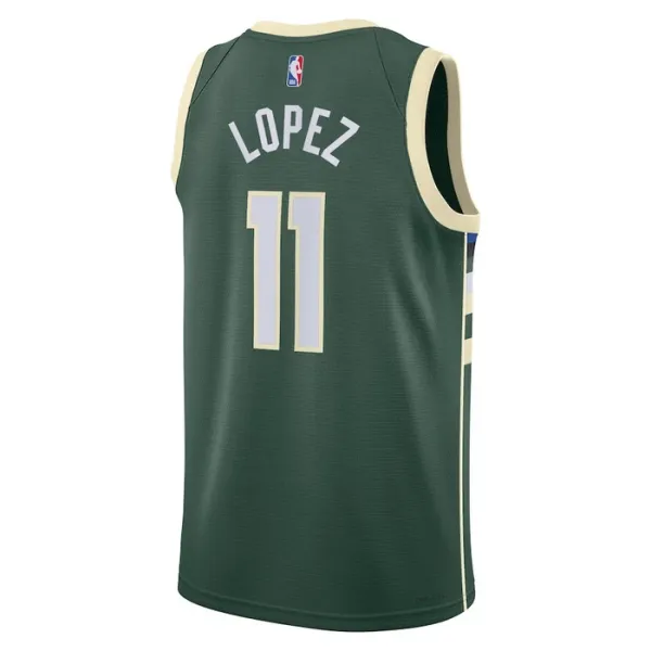 Camiseta Milwaukee Bucks Brook Lopez 11 Icon Edition Verde Swingman para Hombre