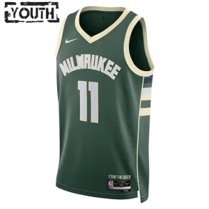Camiseta Milwaukee Bucks Brook Lopez 11 Icon Edition Verde Swingman para Niño
