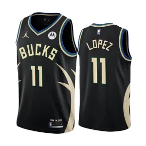 Camiseta Milwaukee Bucks Brook Lopez 11 Statement Edition Negro Swingman para Hombre Camiseta Milwaukee Bucks Brook Lopez 11 Statement Edition Negro Swingman para Hombre