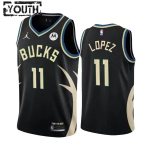 Camiseta Milwaukee Bucks Brook Lopez 11 Statement Edition Negro Swingman para Niño Camiseta Milwaukee Bucks Brook Lopez 11 Statement Edition Negro Swingman para Niño