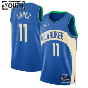 Camiseta Milwaukee Bucks Brook Lopez City Edition 2023-24 Real Swingman para Niño