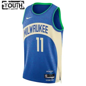 Camiseta Milwaukee Bucks Brook Lopez City Edition 2023-24 Real Swingman para Niño