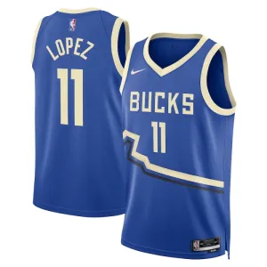 Camiseta Milwaukee Bucks Brook Lopez City Edition 2024-25 Azul Swingman para Hombre