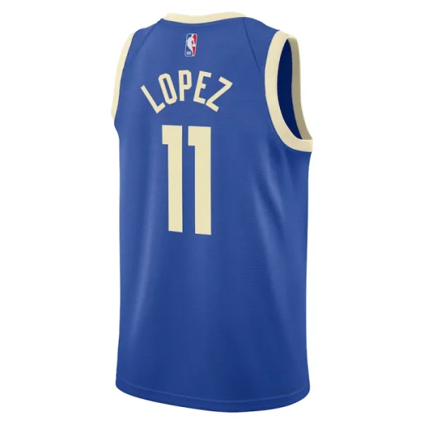 Camiseta Milwaukee Bucks Brook Lopez City Edition 2024-25 Azul Swingman para Hombre