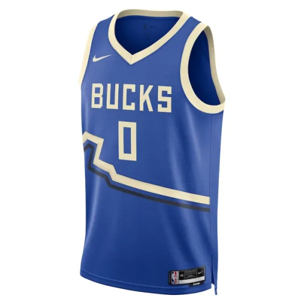 Camiseta Milwaukee Bucks Damian Lillard City Edition 2024-25 Azul Swingman para Hombre