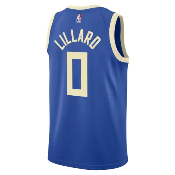 Camiseta Milwaukee Bucks Damian Lillard City Edition 2024-25 Azul Swingman para Hombre