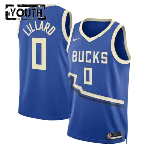 Camiseta Milwaukee Bucks Damian Lillard City Edition 2024-25 Azul Swingman para Niño