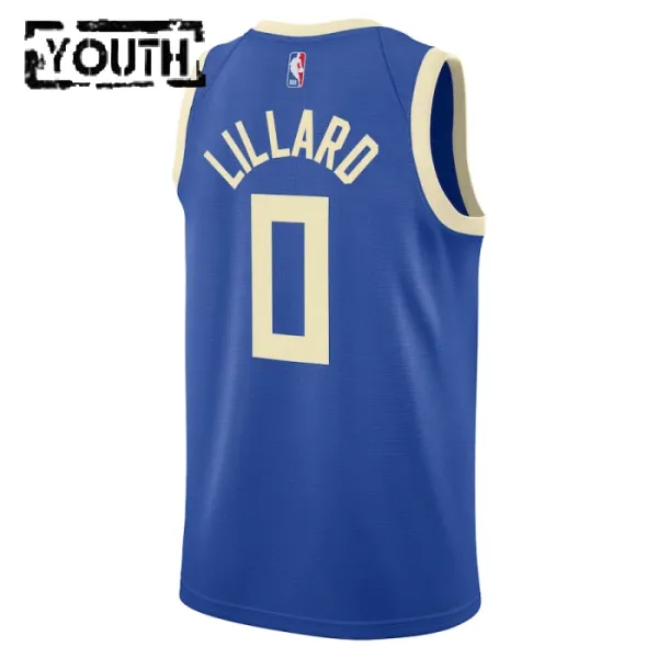 Camiseta Milwaukee Bucks Damian Lillard City Edition 2024-25 Azul Swingman para Niño