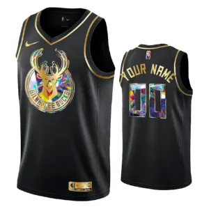 Camiseta Milwaukee Bucks Diamond Edition Personalizada Negro Swingman para Hombre
