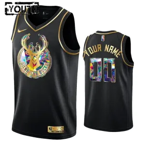Camiseta Milwaukee Bucks Diamond Edition Personalizada Negro Swingman para Niño