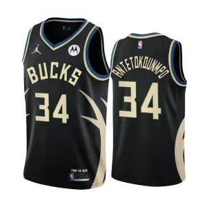Camiseta Milwaukee Bucks Giannis Antetokounmpo 34 Statement Edition Negro Swingman para Hombre Camiseta Milwaukee Bucks Giannis Antetokounmpo 34 Statement Edition Negro Swingman para Hombre