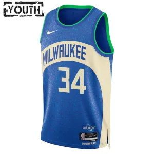 Camiseta Milwaukee Bucks Giannis Antetokounmpo City Edition 2023-24 Real Swingman para Niño