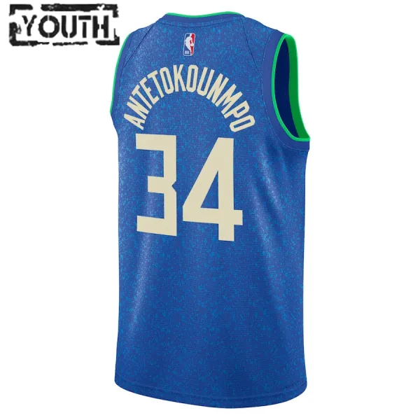 Camiseta Milwaukee Bucks Giannis Antetokounmpo City Edition 2023-24 Real Swingman para Niño