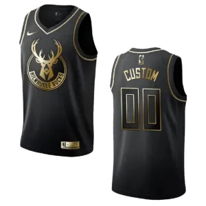 Camiseta Milwaukee Bucks Golden Edition Personalizada Negro Swingman para Hombre