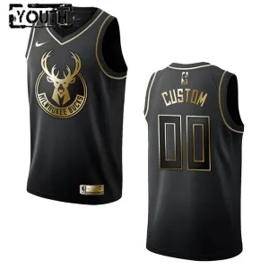 Camiseta Milwaukee Bucks Golden Edition Personalizada Negro Swingman para Niño