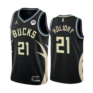 Camiseta Milwaukee Bucks Jrue Holiday 21 Statement Edition Negro Swingman para Hombre Camiseta Milwaukee Bucks Jrue Holiday 21 Statement Edition Negro Swingman para Hombre