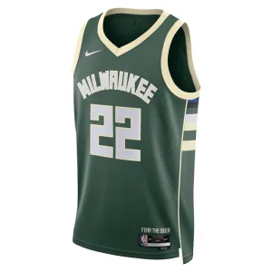Camiseta Milwaukee Bucks Khris Middleton 22 Icon Edition Verde Swingman para Hombre