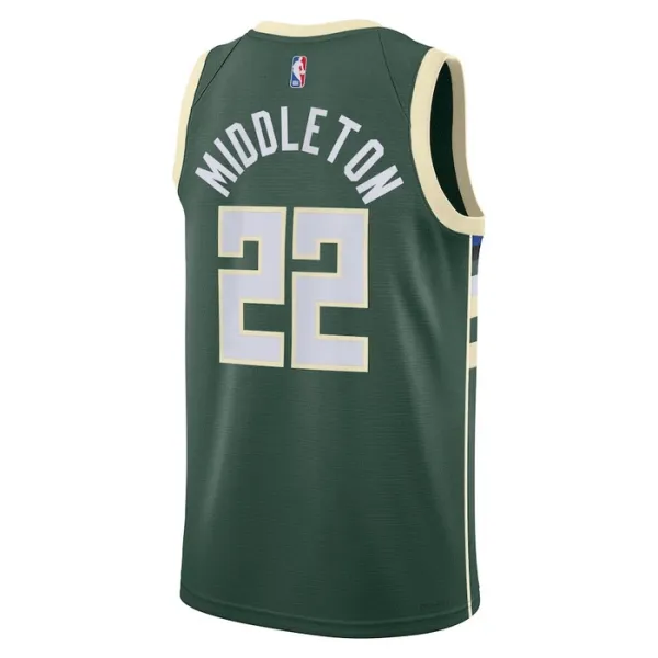Camiseta Milwaukee Bucks Khris Middleton 22 Icon Edition Verde Swingman para Hombre