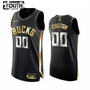 Camiseta Milwaukee Bucks Limited Golden Edition Personalizada Negro Swingman para Niño
