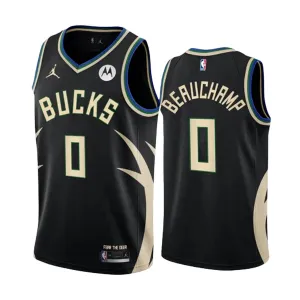 Camiseta Milwaukee Bucks Marjon Beauchamp 0 Statement Edition Negro Swingman para Hombre