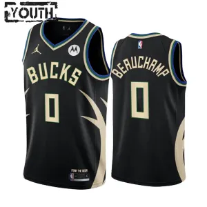 Camiseta Milwaukee Bucks Marjon Beauchamp 0 Statement Edition Negro Swingman para Niño