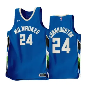 Camiseta Milwaukee Bucks Pat Connaughton 24 City Edition 2022-23 Azul Swingman para Hombre