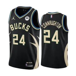 Camiseta Milwaukee Bucks Pat Connaughton 24 Statement Edition Negro Swingman para Hombre