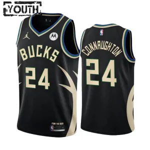 Camiseta Milwaukee Bucks Pat Connaughton 24 Statement Edition Negro Swingman para Niño