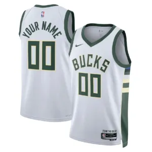 Camiseta Milwaukee Bucks Personalizada Association Edition Blanco Swingman para Hombre