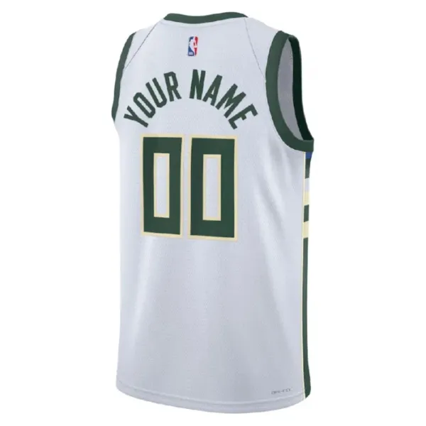 Camiseta Milwaukee Bucks Personalizada Association Edition Blanco Swingman para Hombre