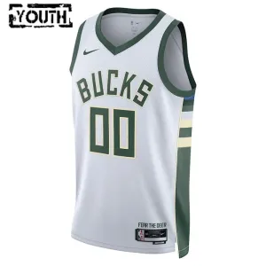 Camiseta Milwaukee Bucks Personalizada Association Edition Blanco Swingman para Niño