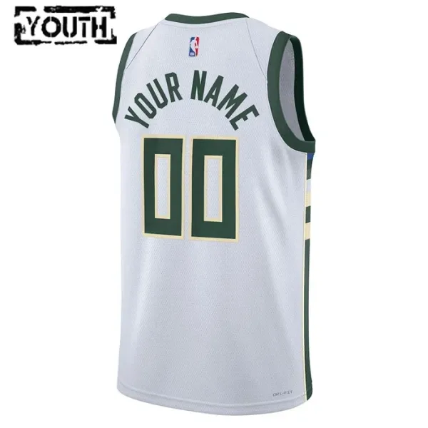 Camiseta Milwaukee Bucks Personalizada Association Edition Blanco Swingman para Niño