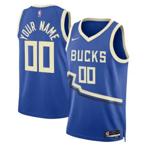 Camiseta Milwaukee Bucks Personalizada City Edition 2024-25 Azul Swingman para Hombre