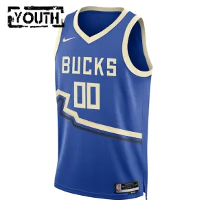 Camiseta Milwaukee Bucks Personalizada City Edition 2024-25 Azul Swingman para Niño