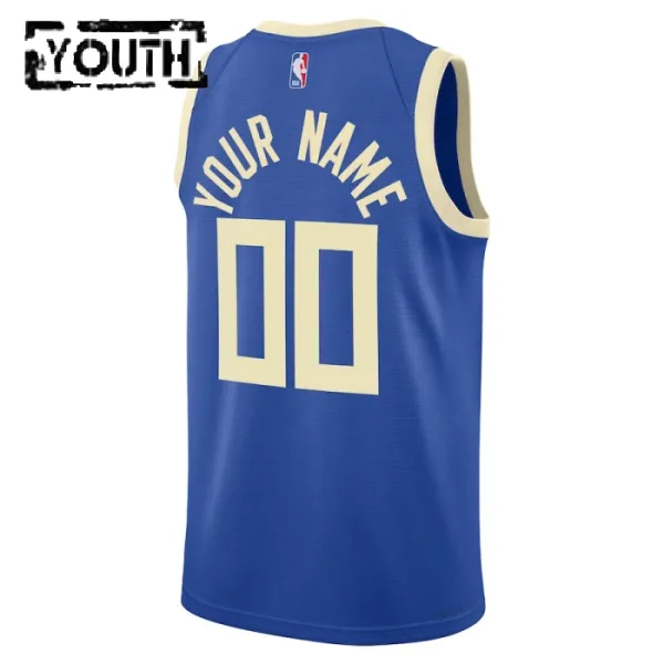 Camiseta Milwaukee Bucks Personalizada City Edition 2024-25 Azul Swingman para Niño