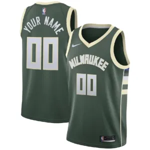 Camiseta Milwaukee Bucks Personalizada Icon Edition Verde Swingman para Hombre